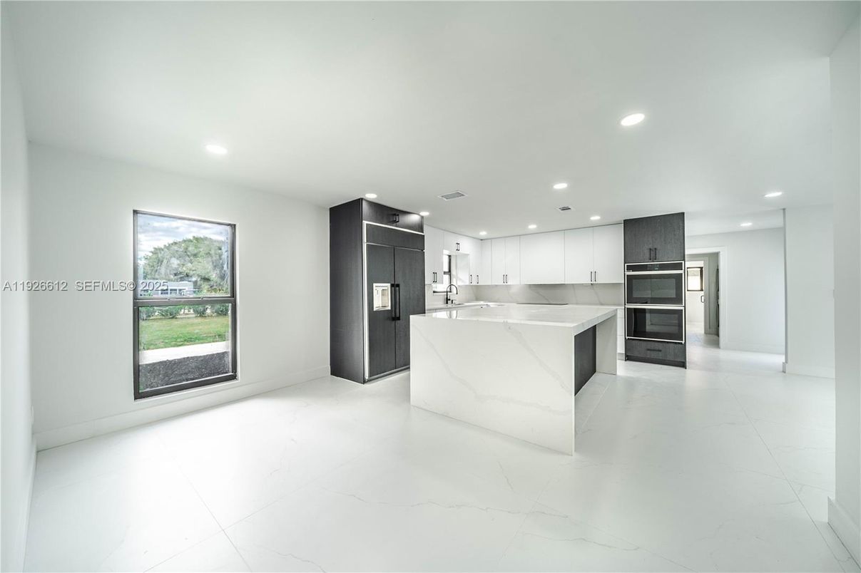 Interior, Kitchen, Marble, Recessed Lighting, Stainless Steel Appliances