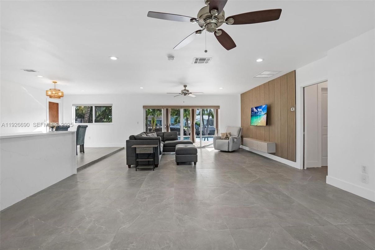 Interior, Living room, Recessed Lighting, Wooden Walls