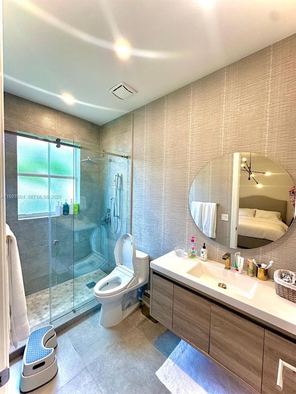 Bathroom, Glass Shower, Interior, Recessed Lighting