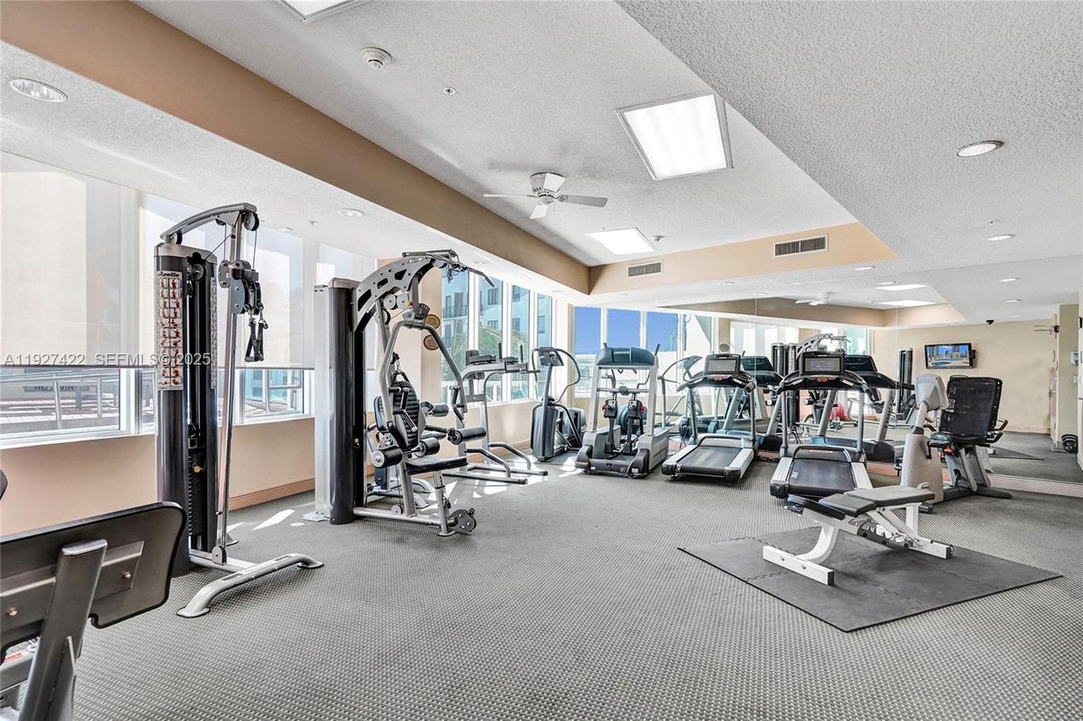 Fitness Equipment, Gym, Interior, Recessed Lighting