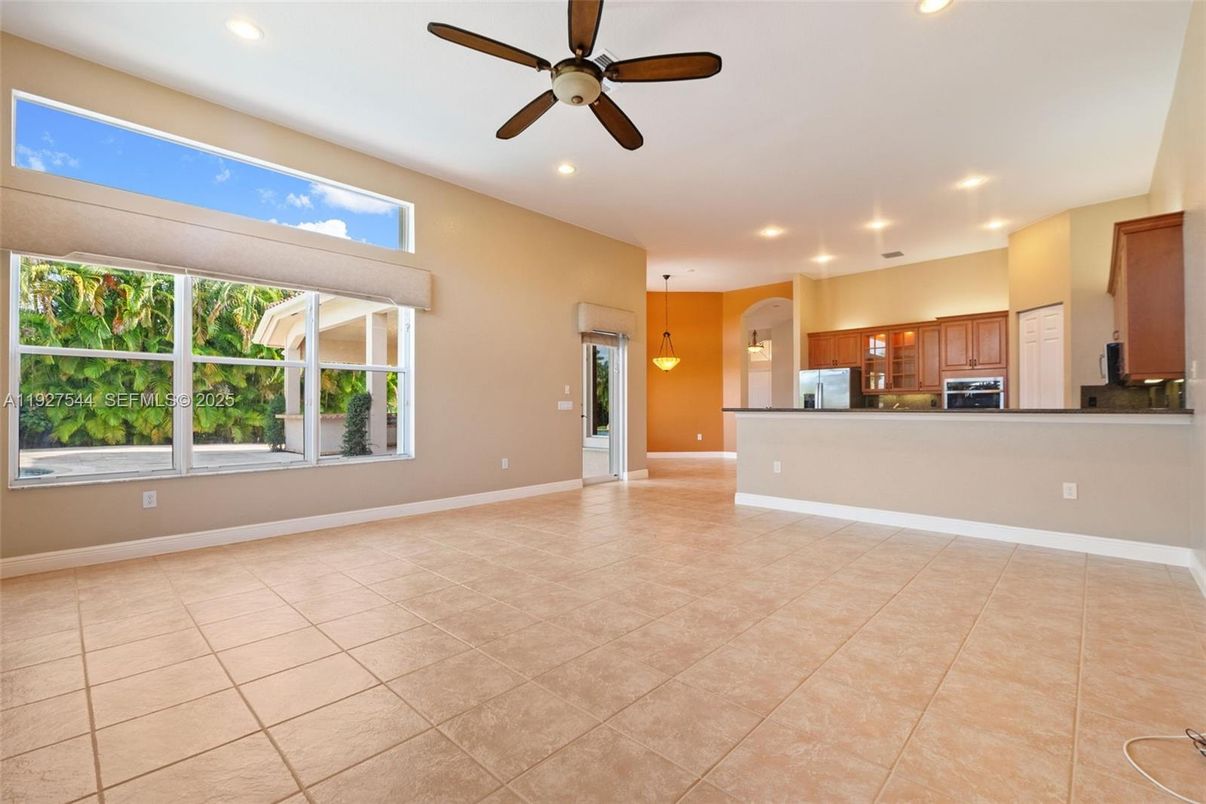 Empty room, Interior, Kitchen, Recessed Lighting, Stainless Steel Appliances