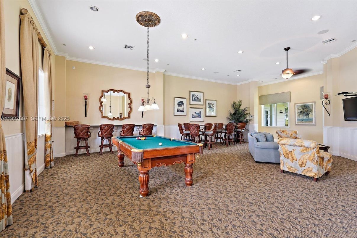 Billiard Table, Dining room, Game Room, Interior, Living room, Pendant Lights, Recessed Lighting