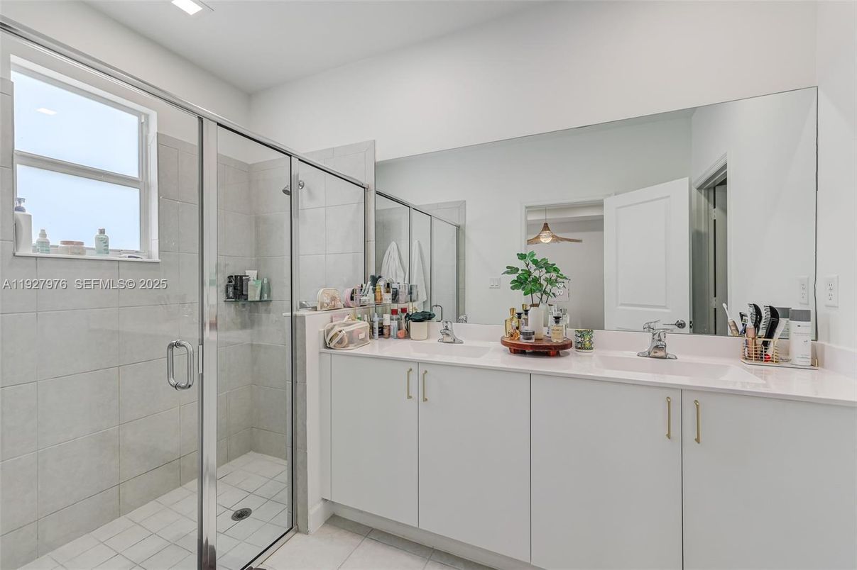 Bathroom, Dual Sink Vanities, Glass Shower, Interior, Recessed Lighting