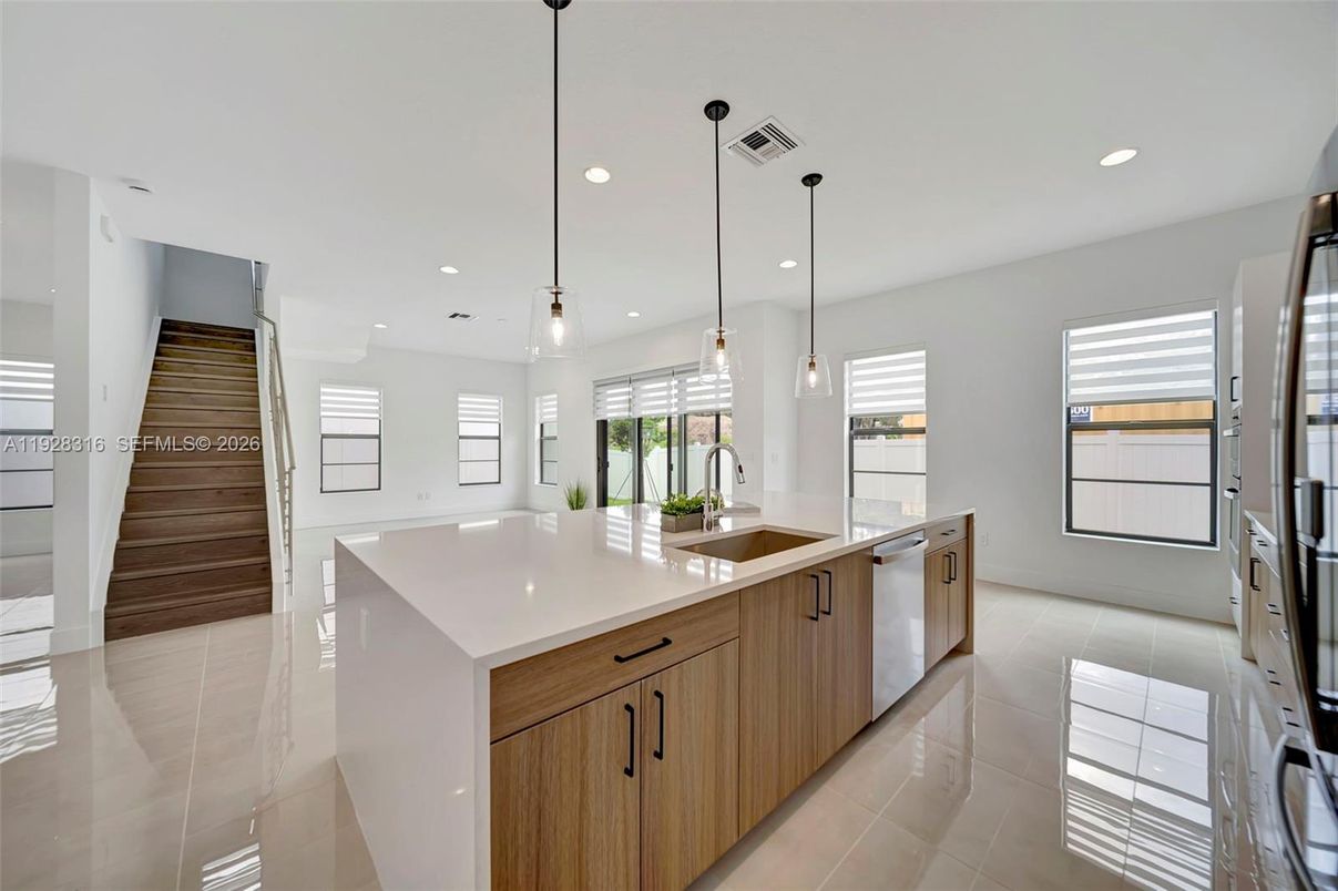 Interior, Kitchen, Pendant Lights, Recessed Lighting, Stainless Steel Appliances