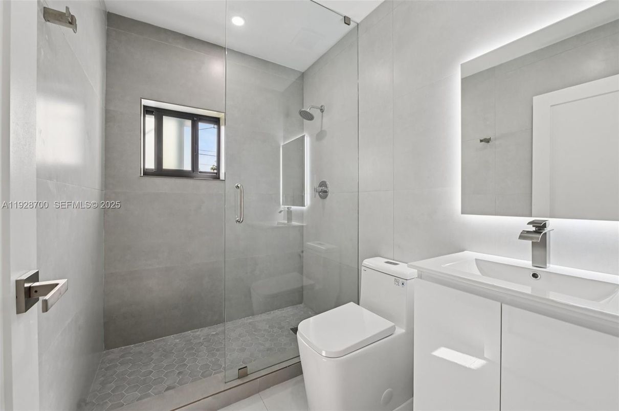 Bathroom, Glass Shower, Interior, Recessed Lighting