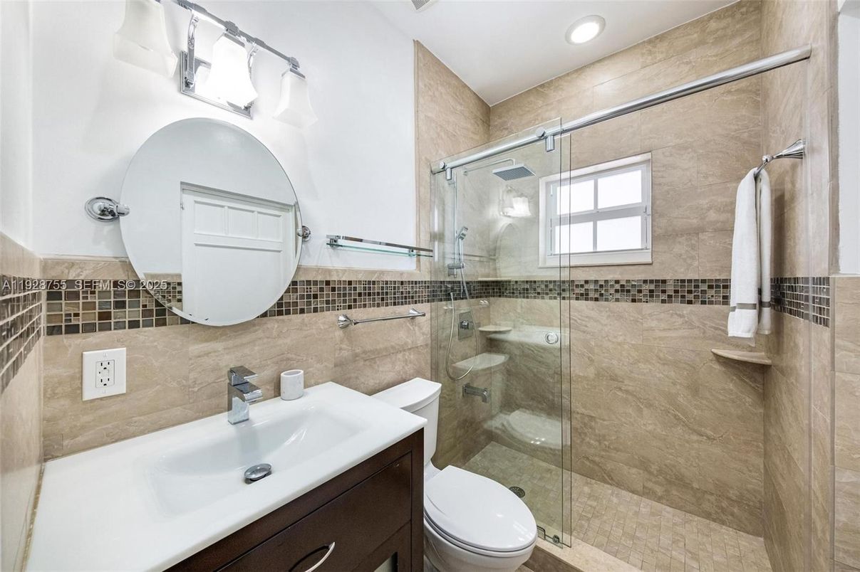 Bathroom, Glass Shower, Interior, Recessed Lighting