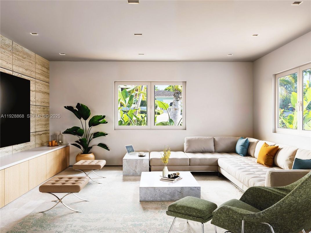 Interior, Living room, Recessed Lighting, Wooden Walls