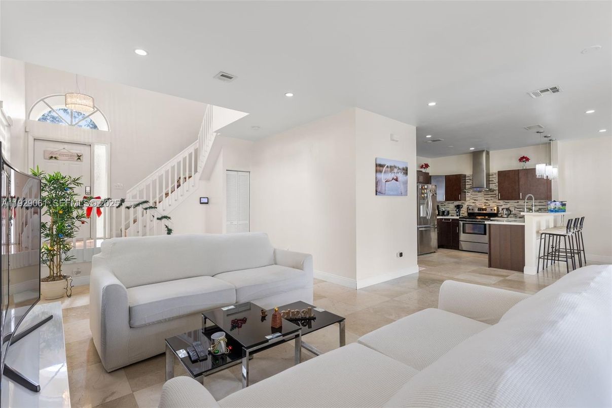 Dining room, Interior, Kitchen, Living room, Recessed Lighting, Stainless Steel Appliances