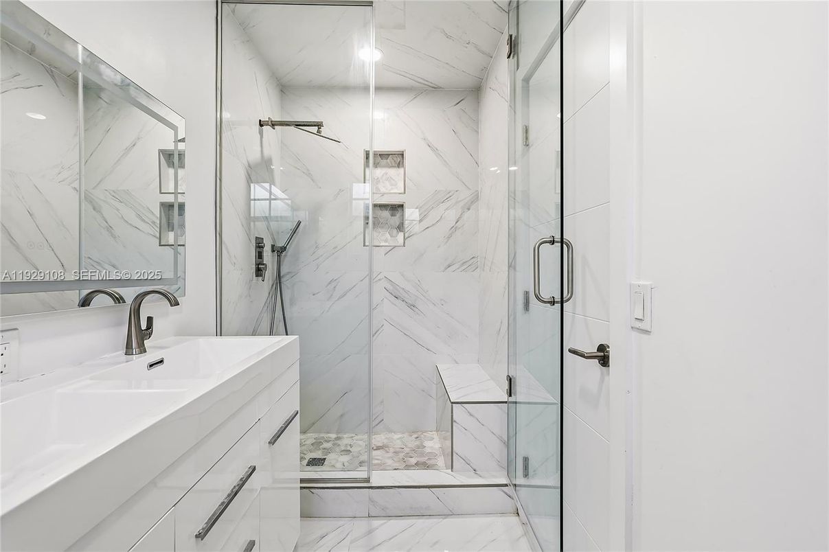 Bathroom, Glass Shower, Interior, Marble, Marble Walls