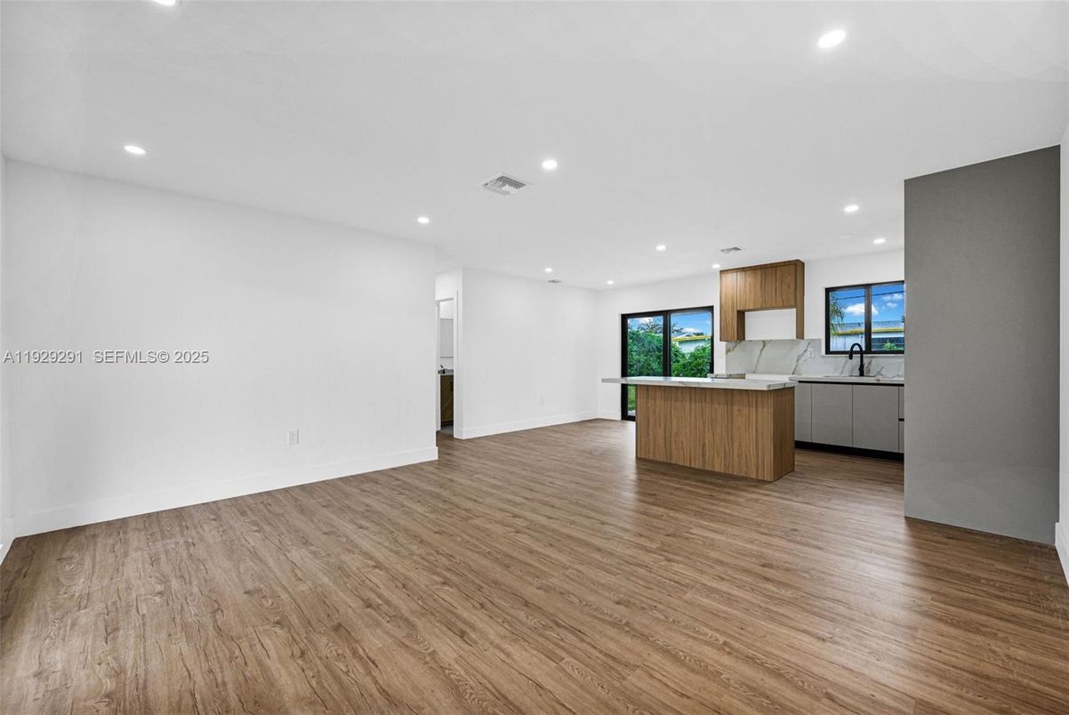 Interior, Kitchen, Recessed Lighting, Wood Texture Flooring