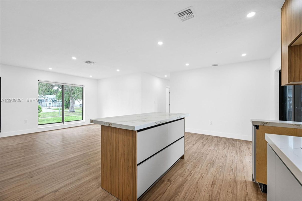 Interior, Kitchen, Recessed Lighting, Wood Texture Flooring