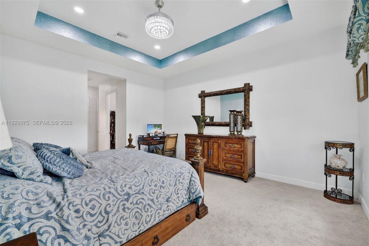 Bedroom, Chandelier, Interior, Recessed Lighting