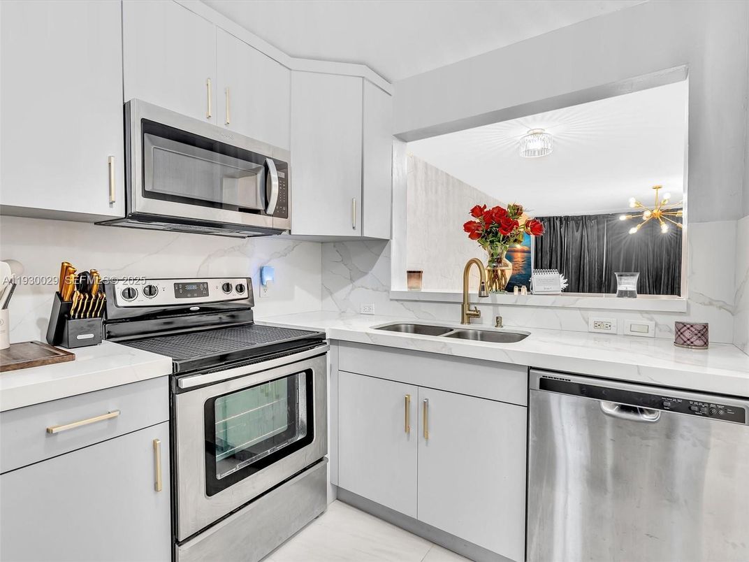 Interior, Kitchen, Marble Walls, Stainless Steel Appliances