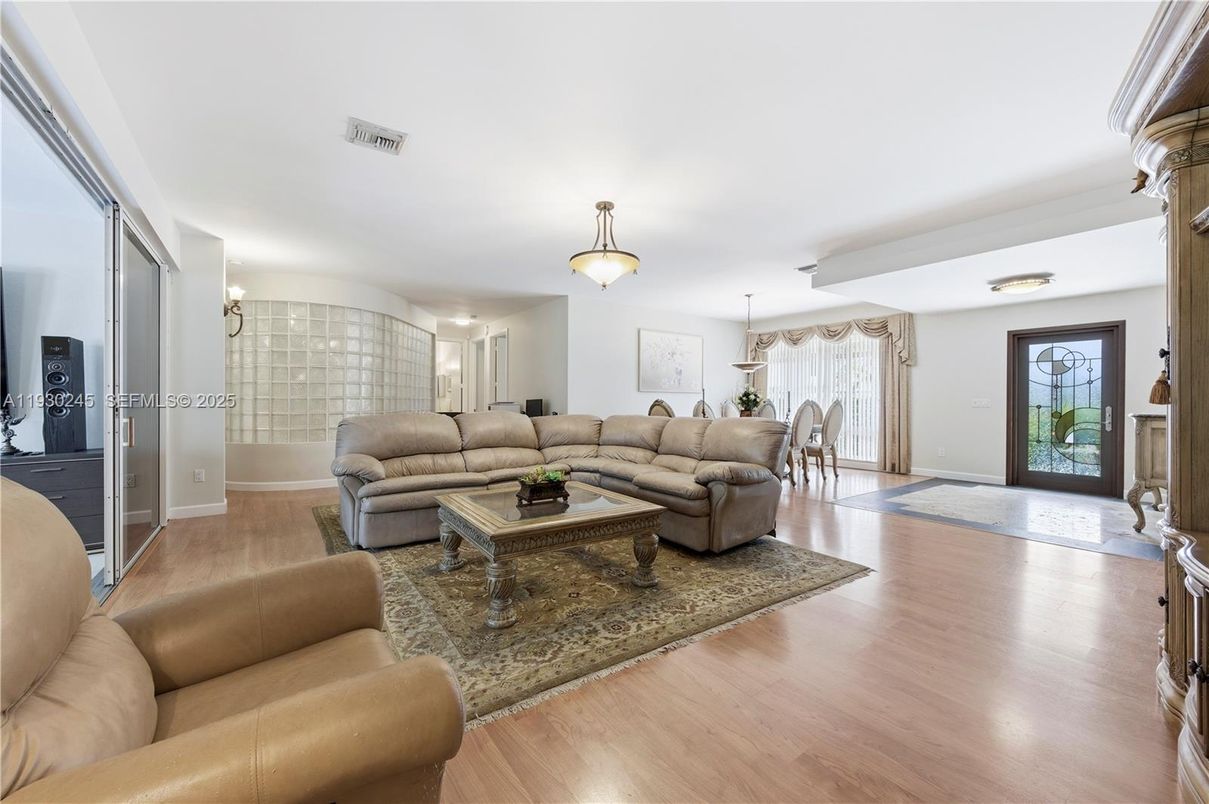 Dining room, Fireplace, Interior, Living room, Pendant Lights, Wood Texture Flooring