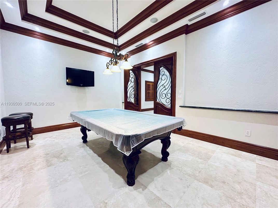 Billiard Table, Game Room, Interior, Pendant Lights, Recessed Lighting