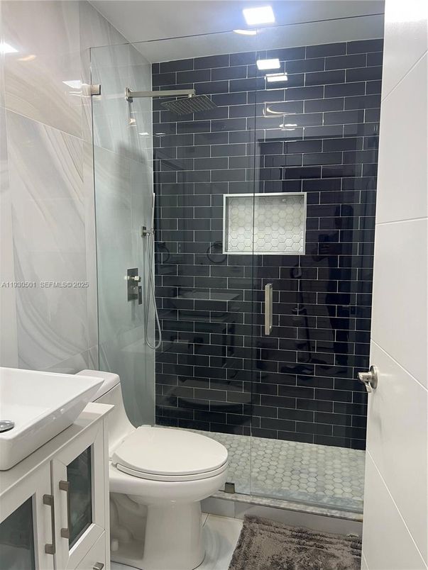 Bathroom, Glass Shower, Interior, Recessed Lighting
