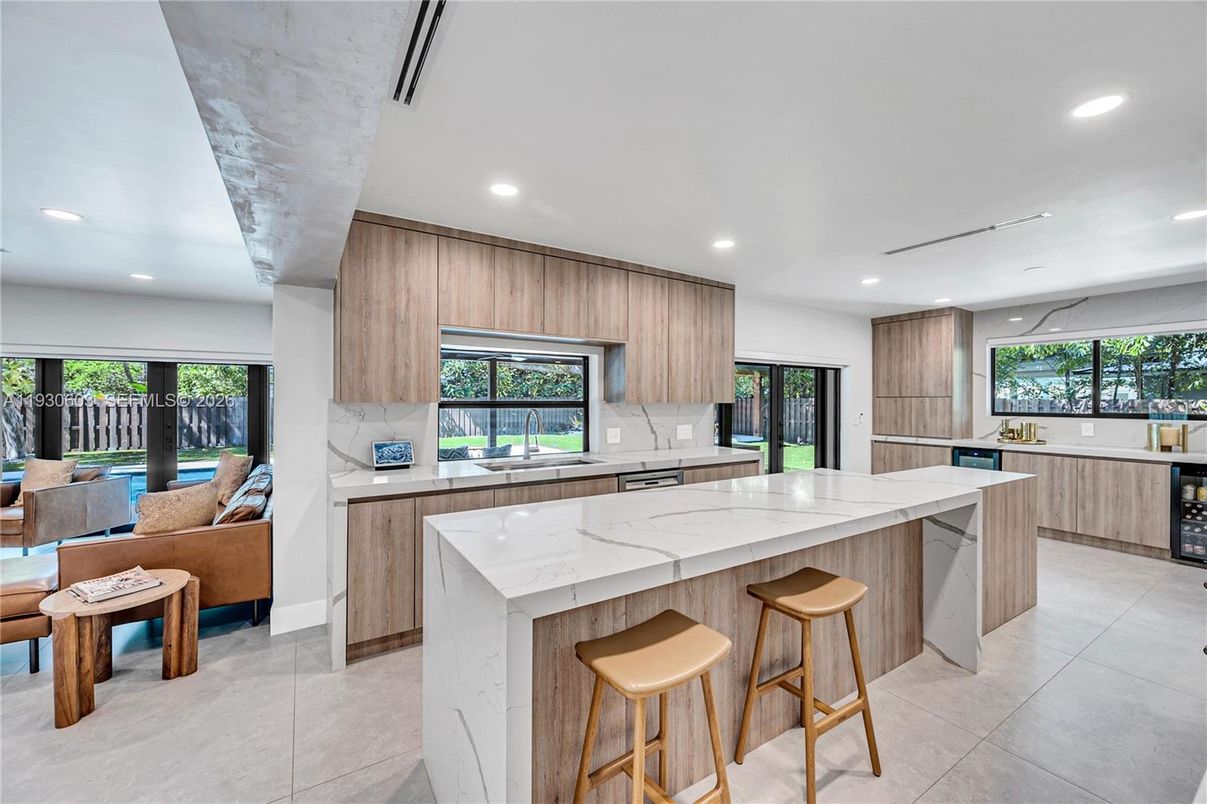 Interior, Kitchen, Marble Walls, Recessed Lighting