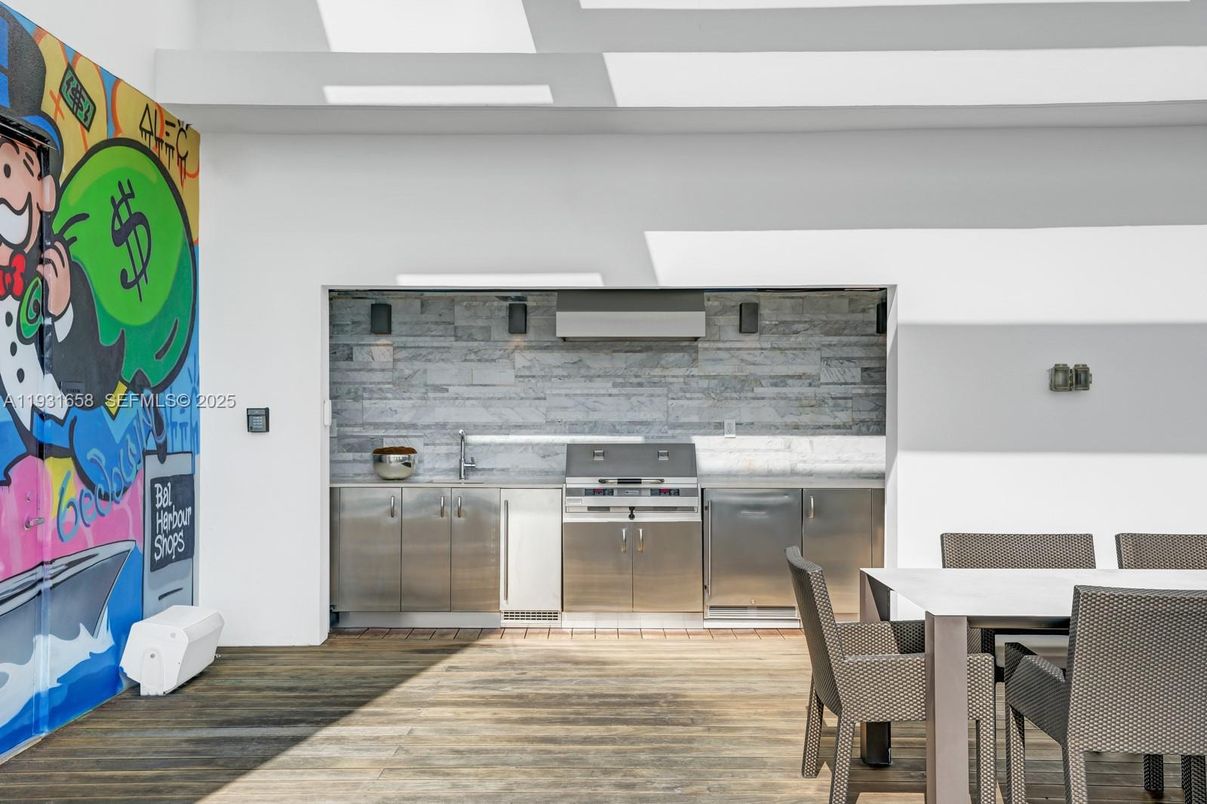 Dining room, Interior, Stainless Steel Appliances, Wood Texture Flooring