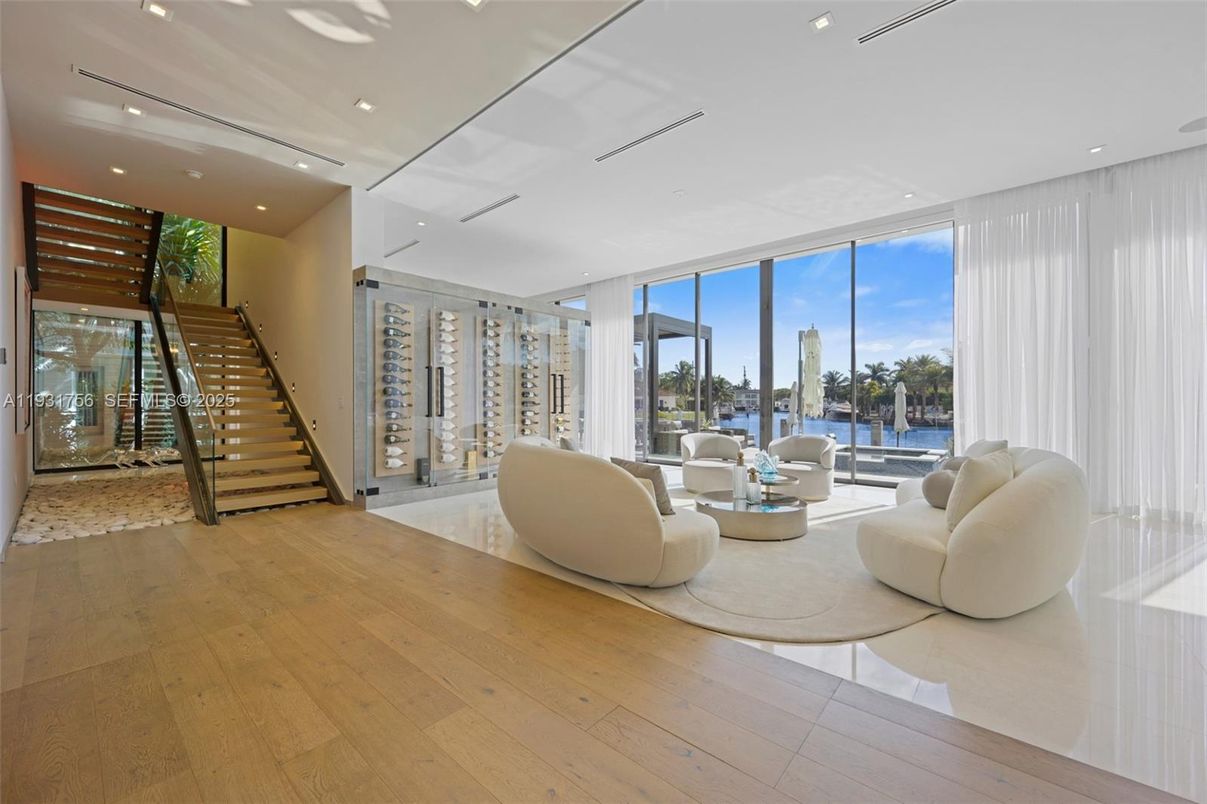 Interior, Living room, Recessed Lighting, Water, Wood Texture Flooring