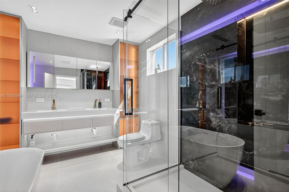 Bathroom, Glass Shower, Interior, Recessed Lighting