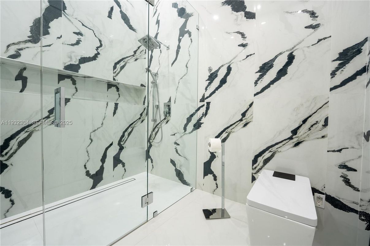 Bathroom, Glass Shower, Interior, Marble Walls