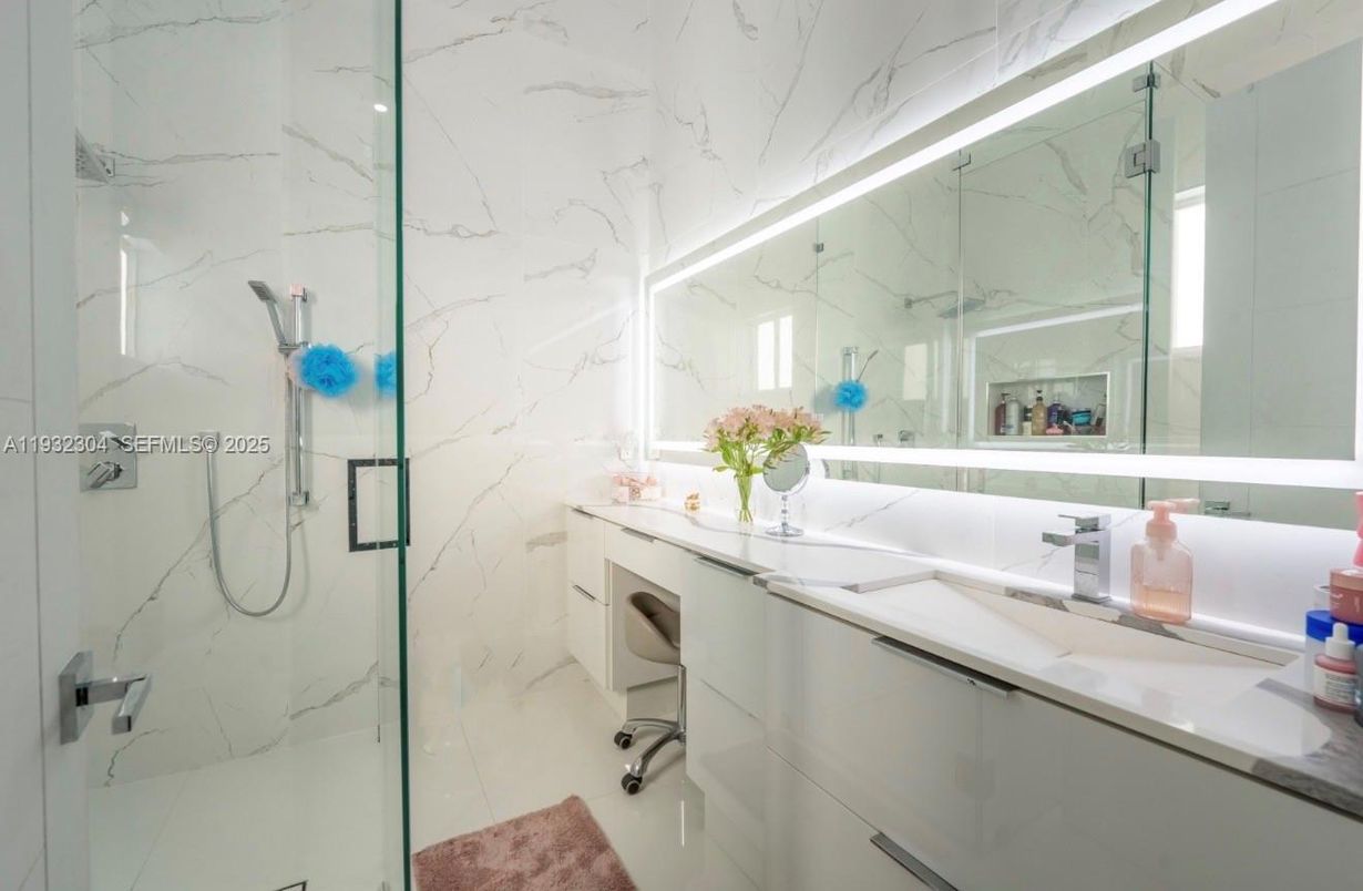 Bathroom, Glass Shower, Interior, Marble Walls