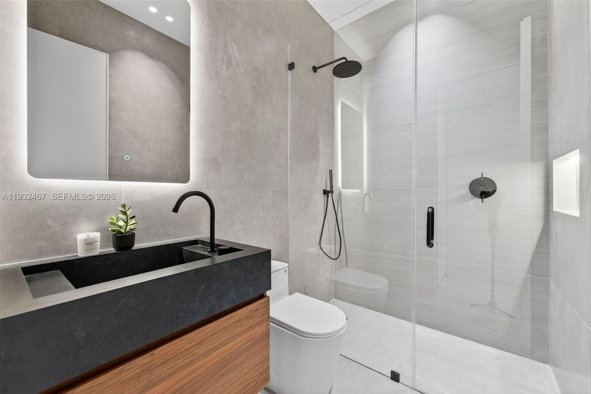 Bathroom, Glass Shower, Interior, Recessed Lighting