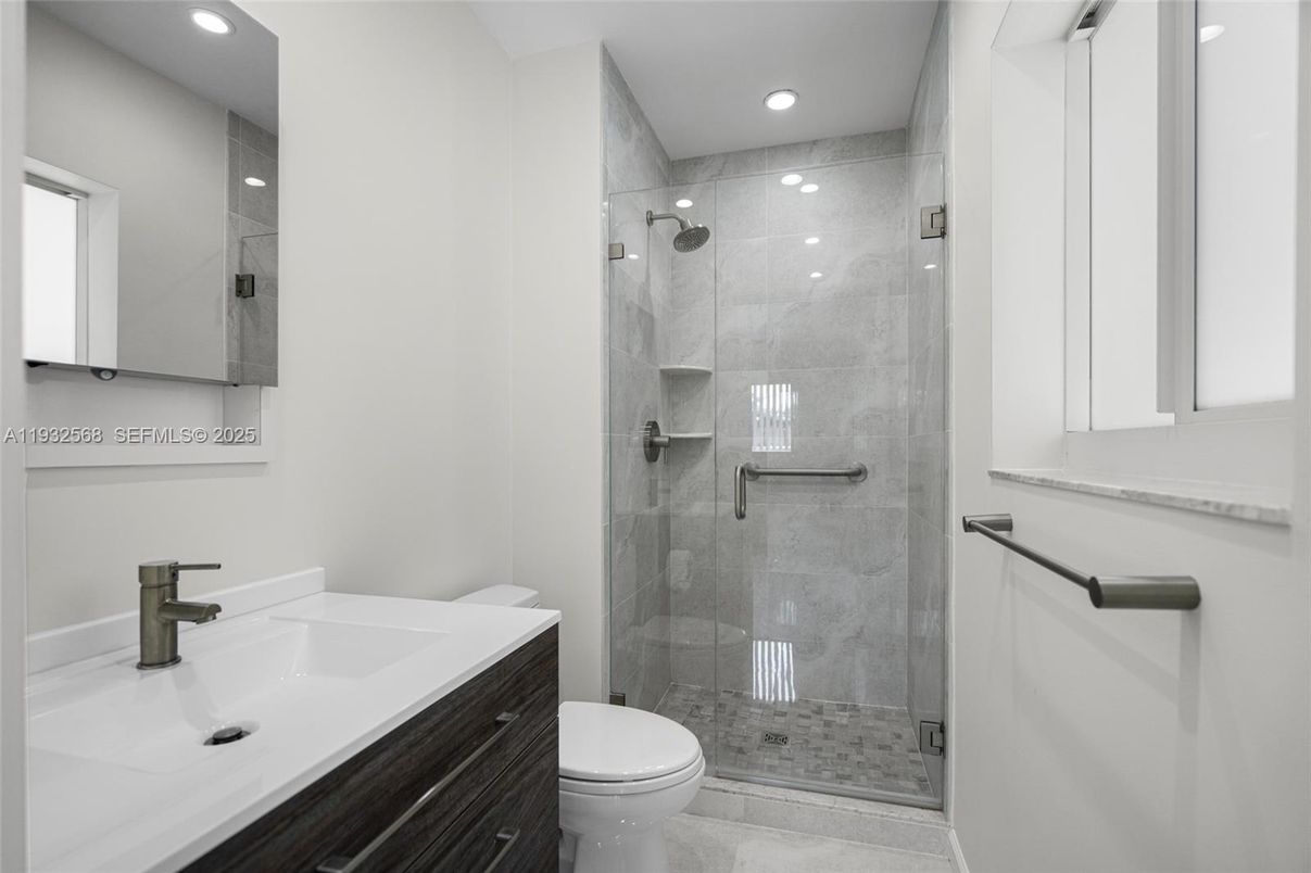 Bathroom, Glass Shower, Interior, Recessed Lighting