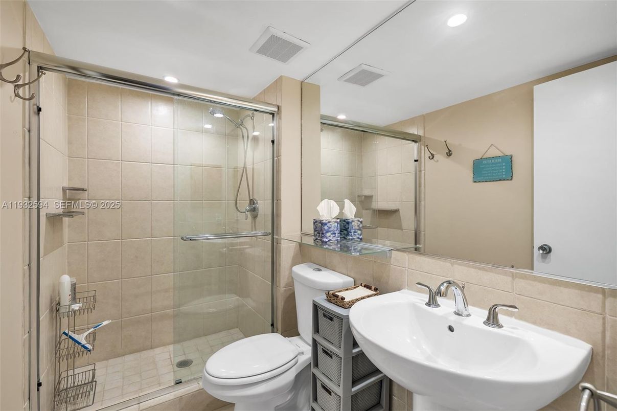 Bathroom, Glass Shower, Interior, Recessed Lighting