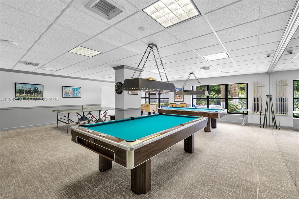 Billiard Table, Game Room, Interior, Pendant Lights