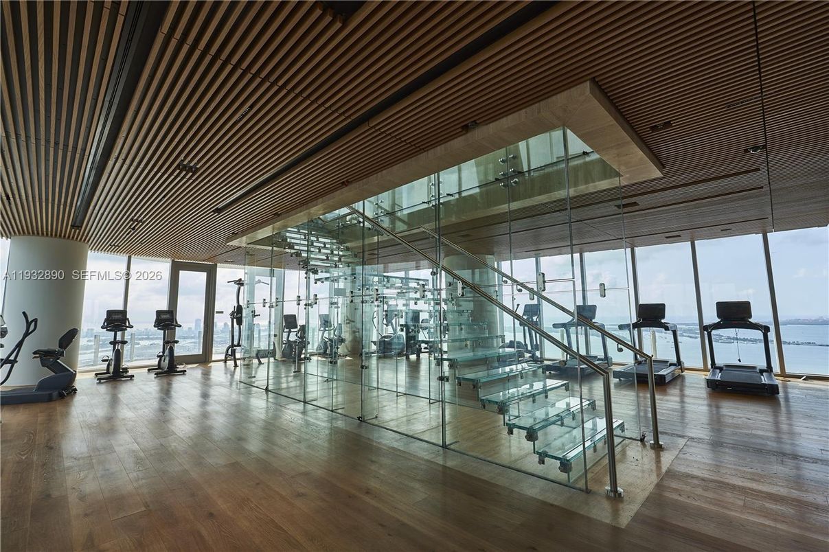 Fitness Equipment, Gym, Interior, Water, Wood Texture Flooring