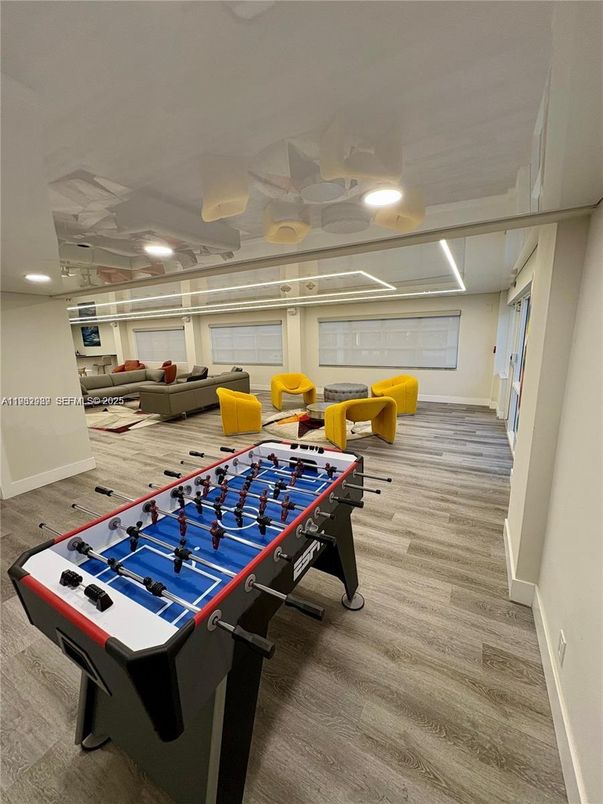 Game Room, Interior, Recessed Lighting, Wood Texture Flooring