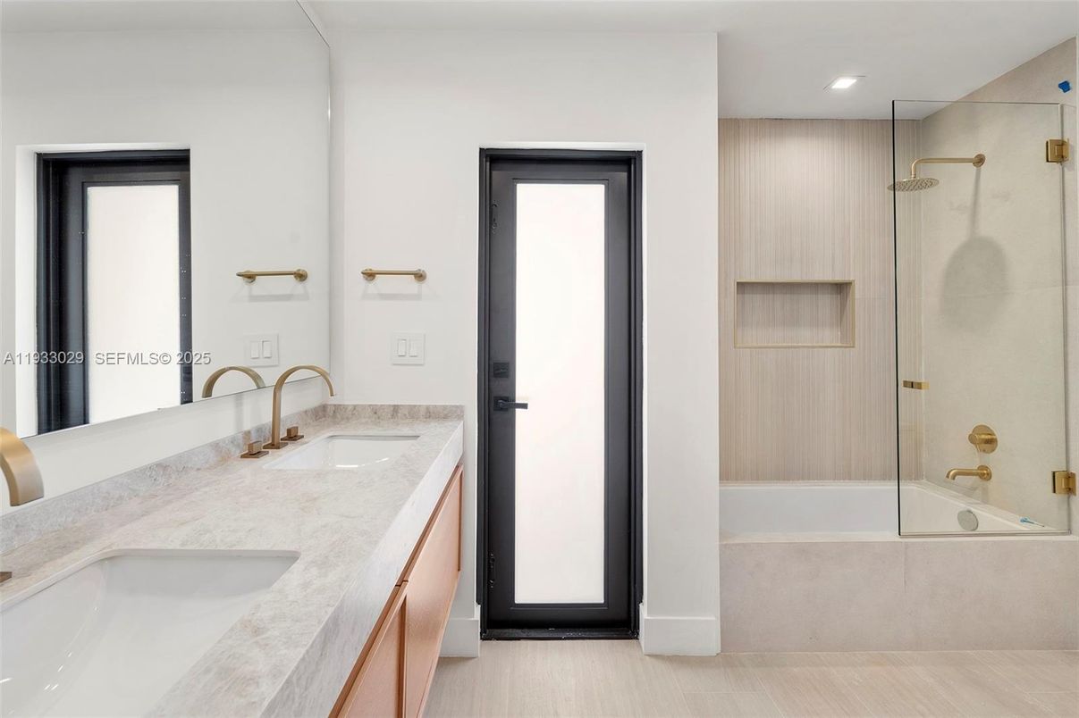 Bathroom, Dual Sink Vanities, Glass Shower, Interior, Recessed Lighting