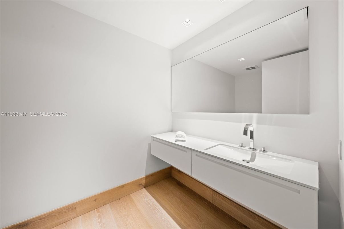 Bathroom, Glass Shower, Interior, Marble Walls, Wood Texture Flooring