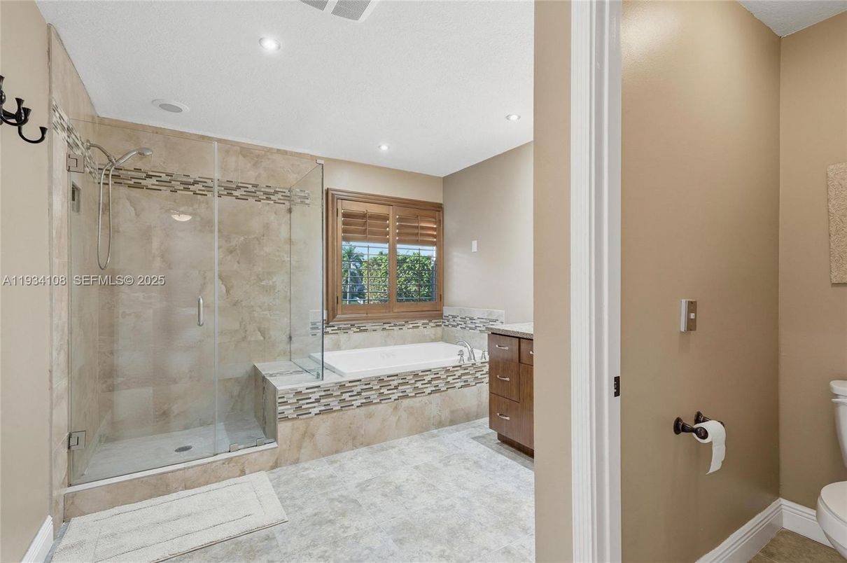 Bathroom, Glass Shower, Interior, Recessed Lighting