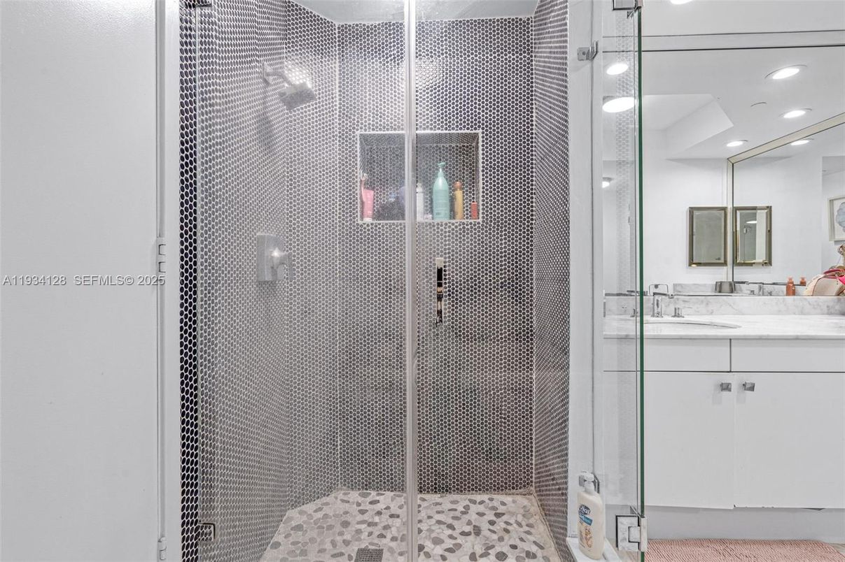 Bathroom, Glass Shower, Interior, Recessed Lighting