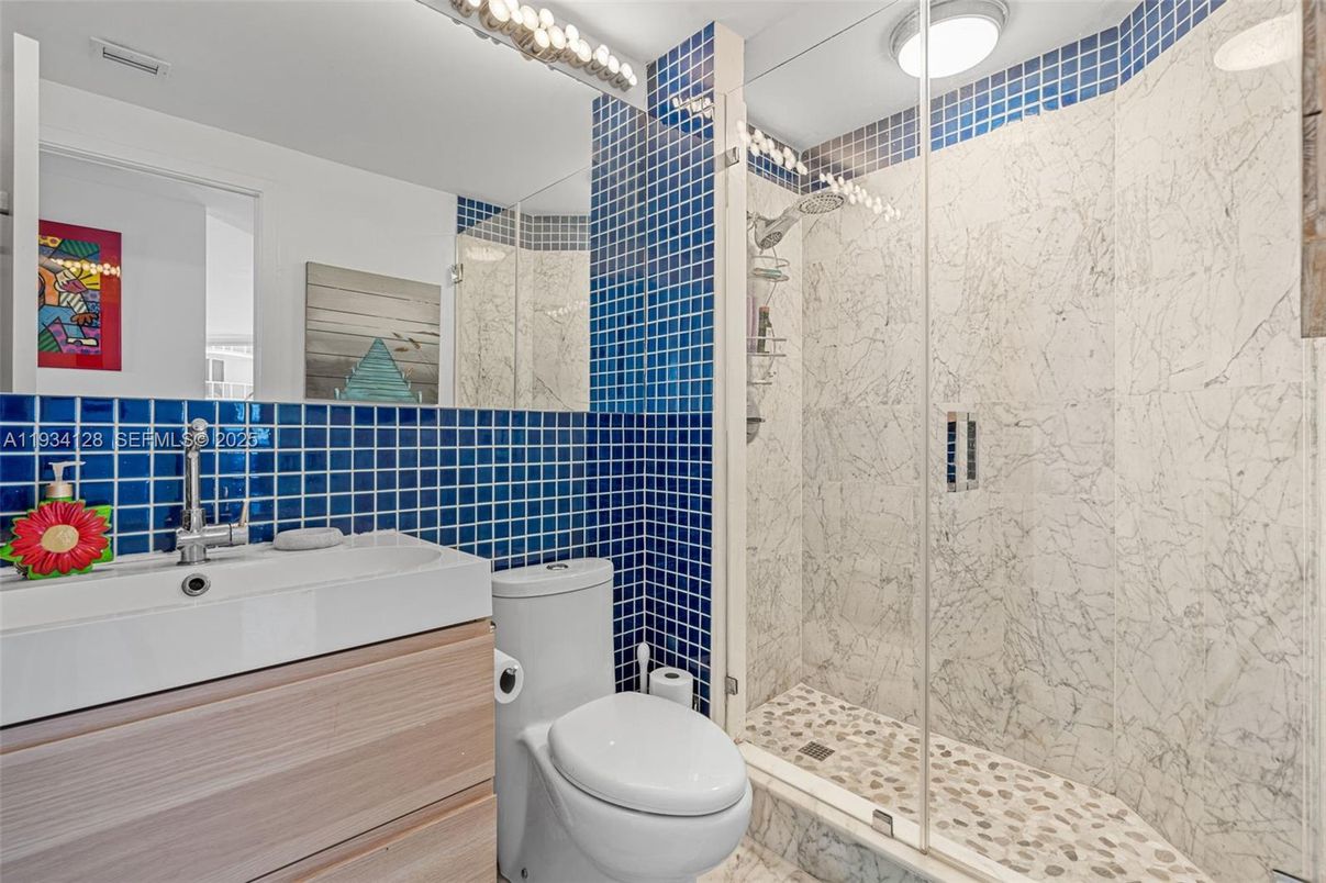 Bathroom, Glass Shower, Interior, Marble Walls