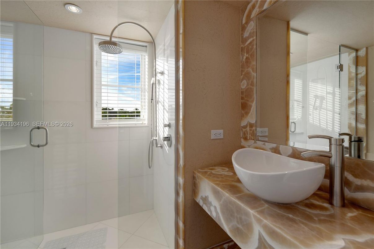 Bathroom, Glass Shower, Interior, Recessed Lighting