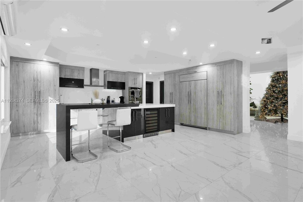 Interior, Kitchen, Marble, Recessed Lighting, Stainless Steel Appliances