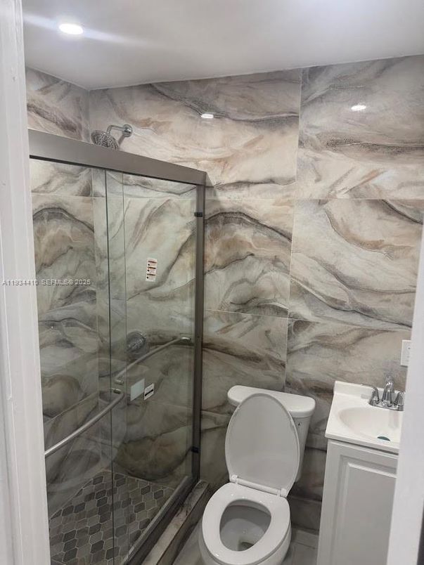 Bathroom, Glass Shower, Interior, Recessed Lighting