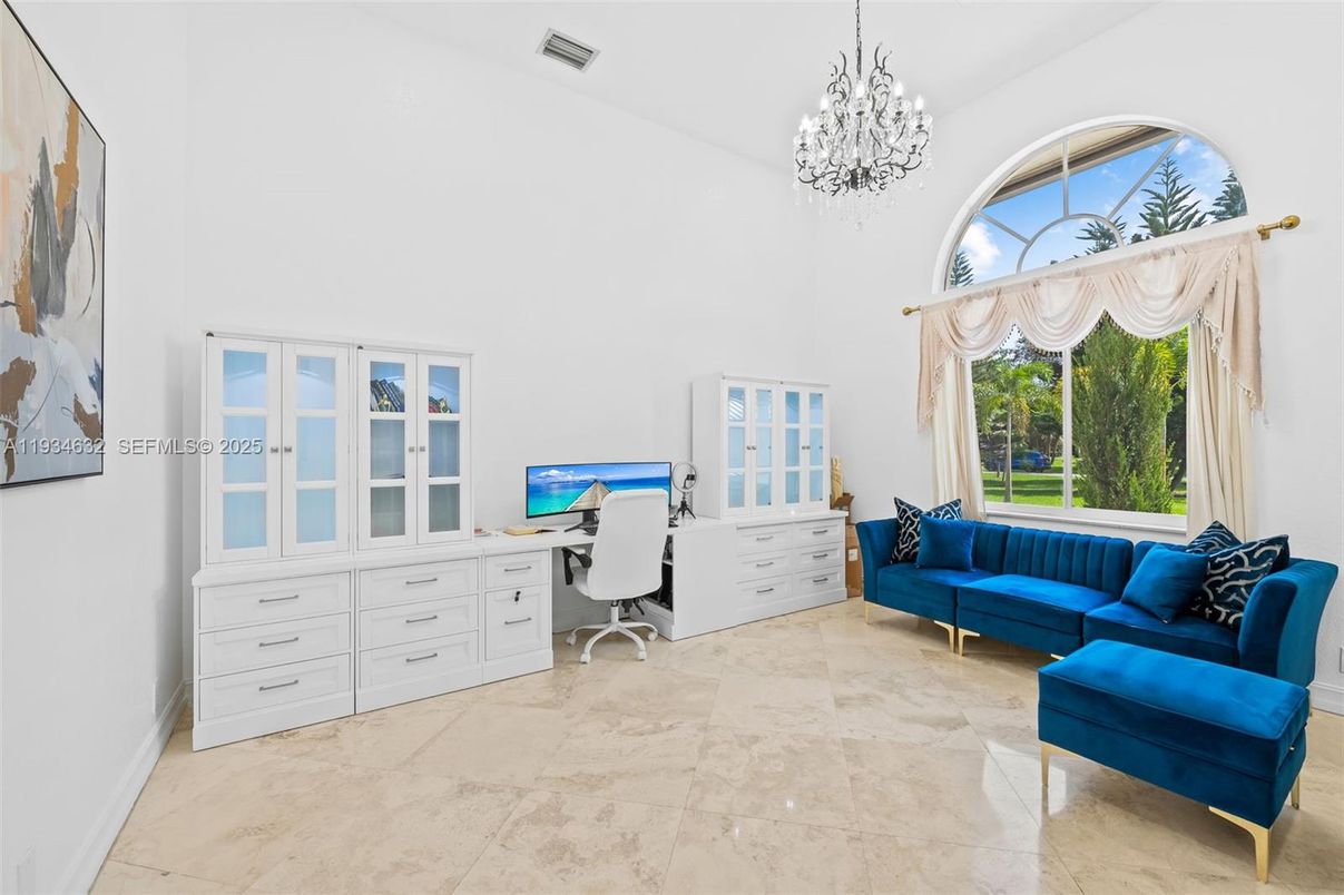 Chandelier, Home Office, Interior