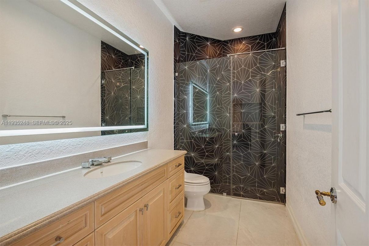 Bathroom, Glass Shower, Interior, Recessed Lighting