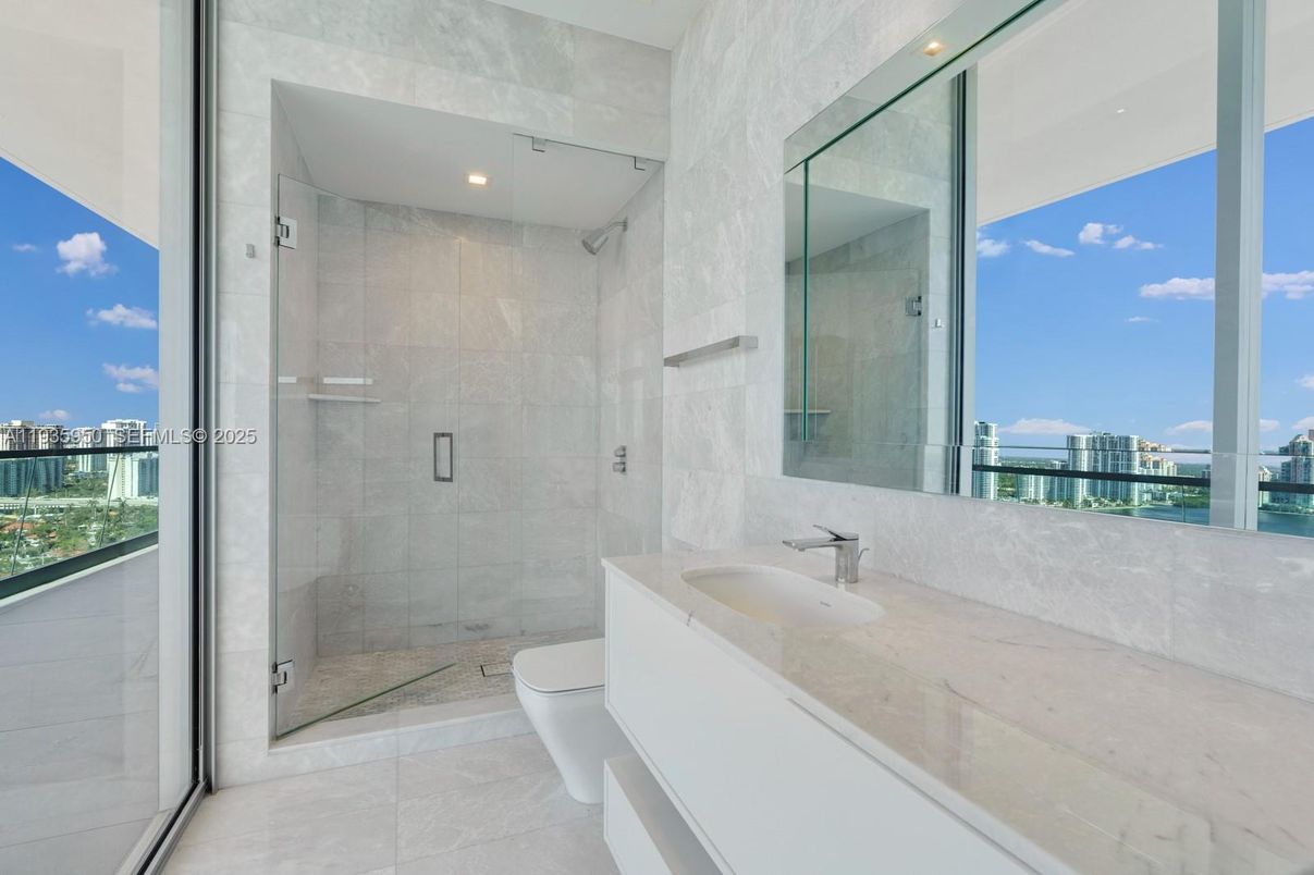 Bathroom, Glass Shower, Interior, Recessed Lighting