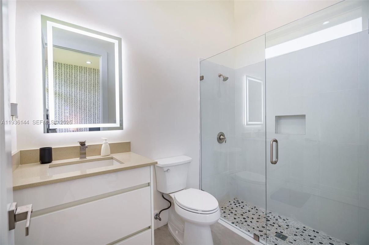 Bathroom, Glass Shower, Interior, Recessed Lighting