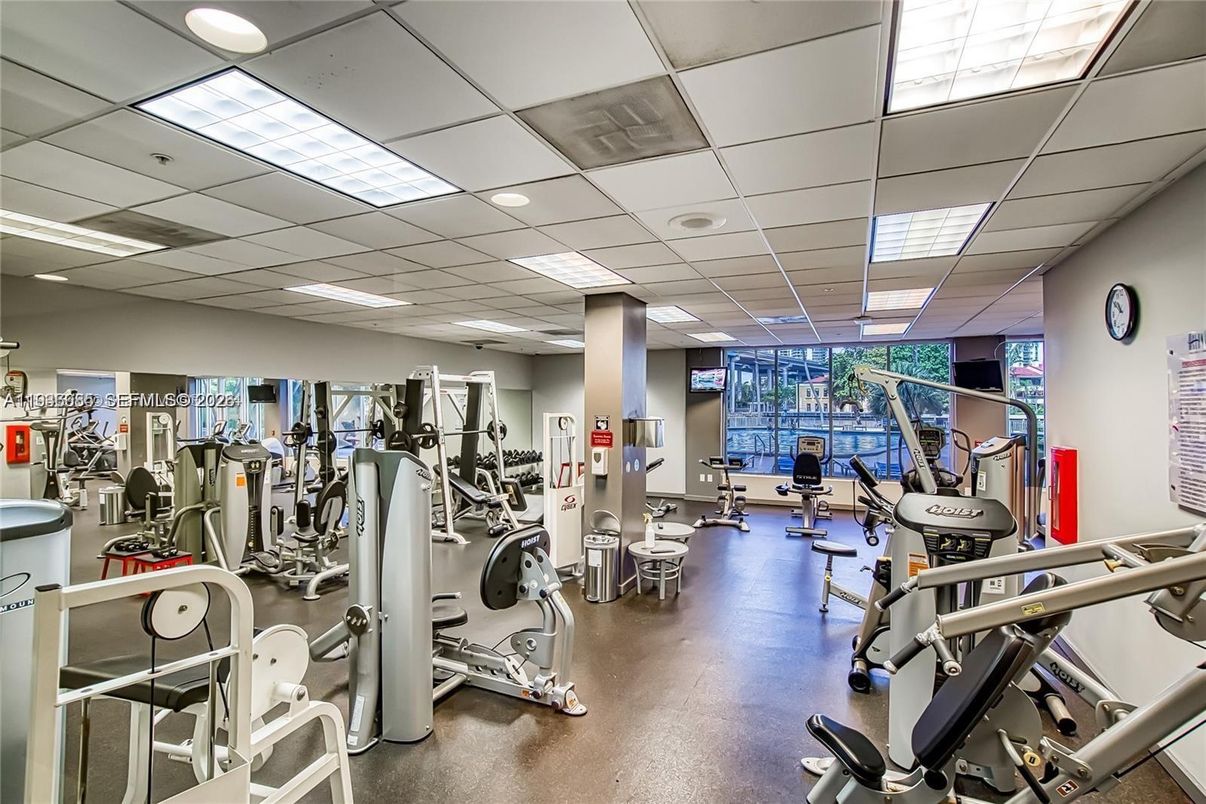 Fitness Equipment, Gym, Interior, Recessed Lighting
