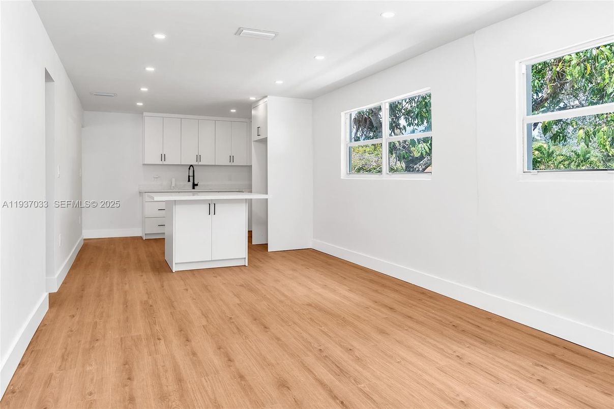 Interior, Kitchen, Recessed Lighting, Wood Texture Flooring