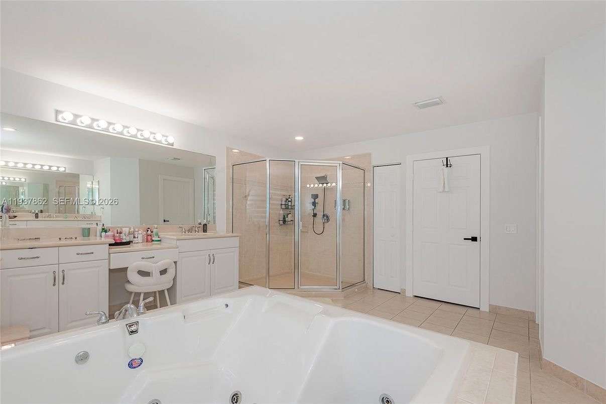 Bathroom, Dual Sink Vanities, Glass Shower, Interior, Recessed Lighting