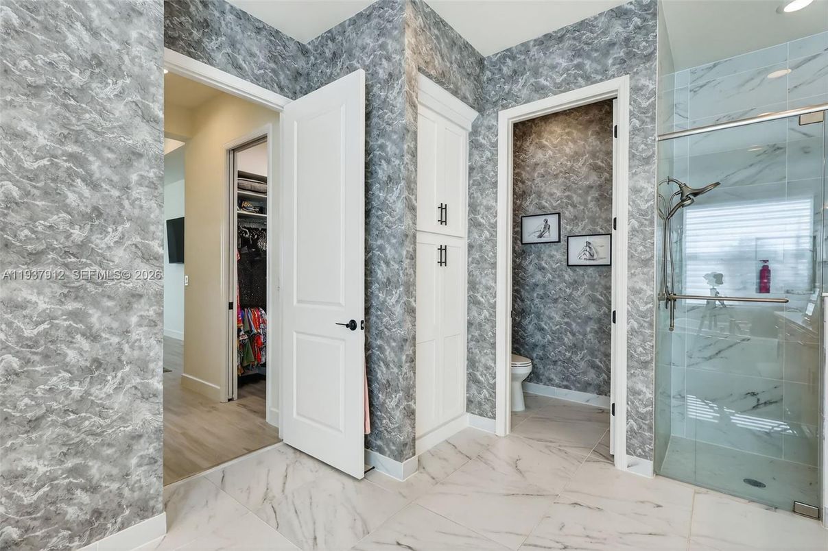 Bathroom, Glass Shower, Interior, Marble, Marble Walls