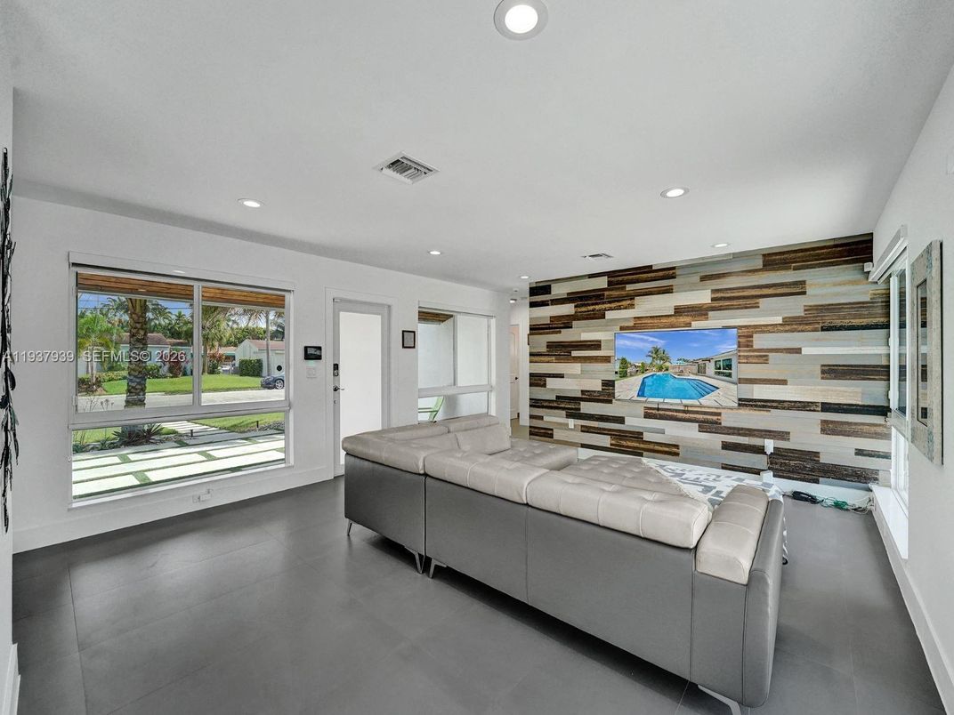 Interior, Living room, Recessed Lighting, Wooden Walls