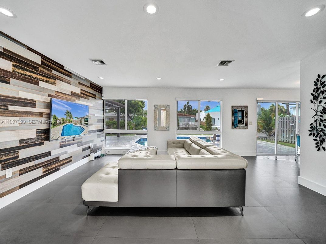 Interior, Living room, Recessed Lighting, Wooden Walls